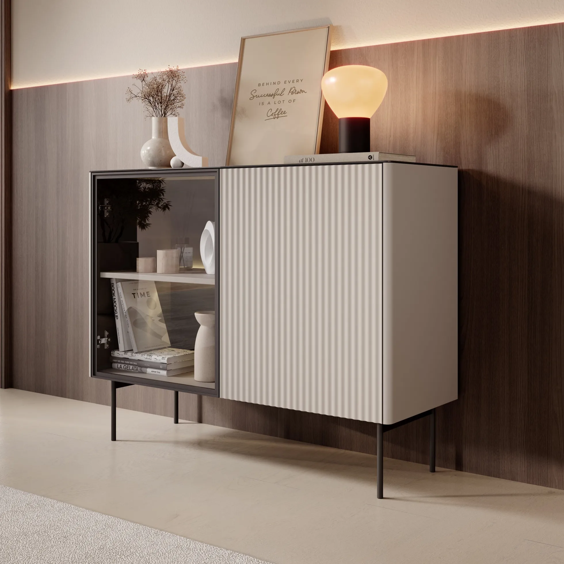Okari - Dressoir - Beige - 107x39x84 cm