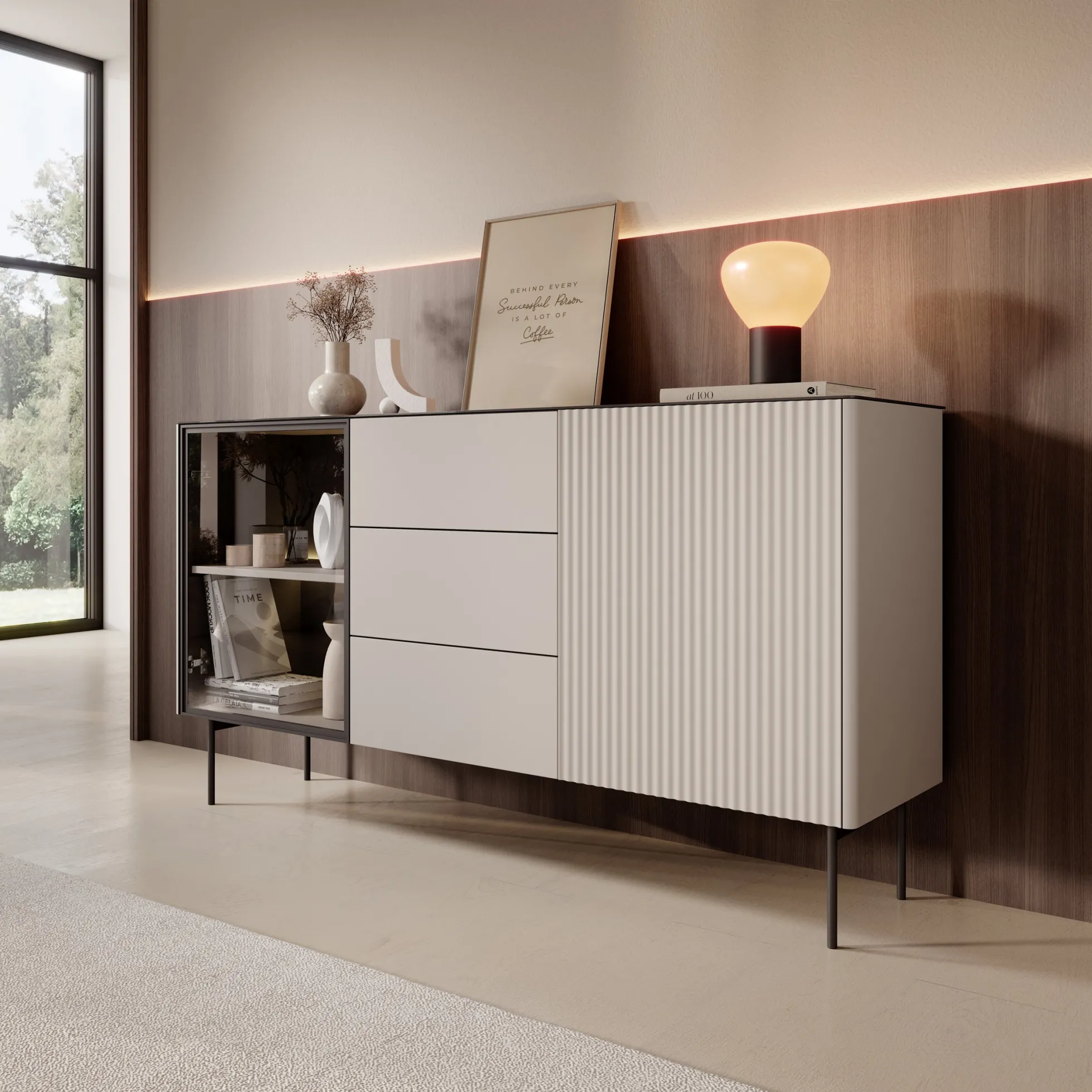 Okari - Dressoir - Beige - 157x39x84 cm