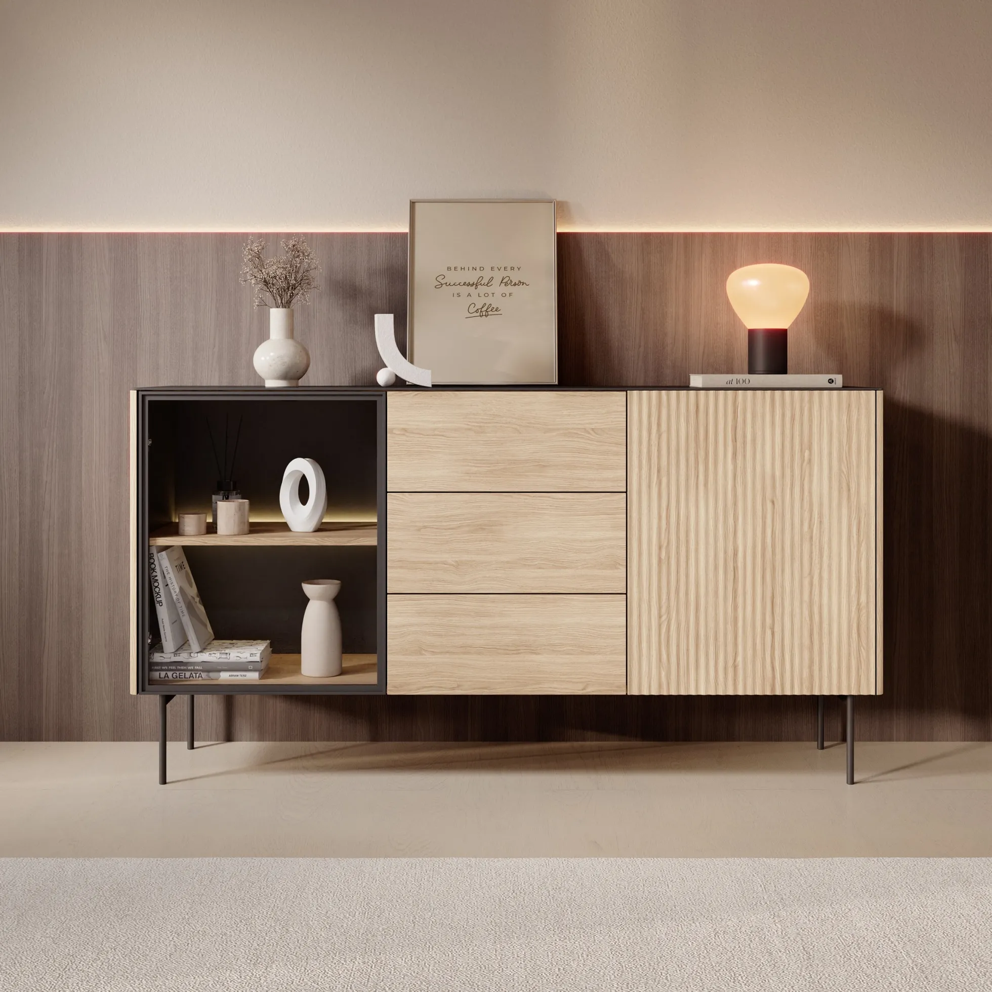 Okari - Dressoir - Eikenpatroon - 157x39x84 cm