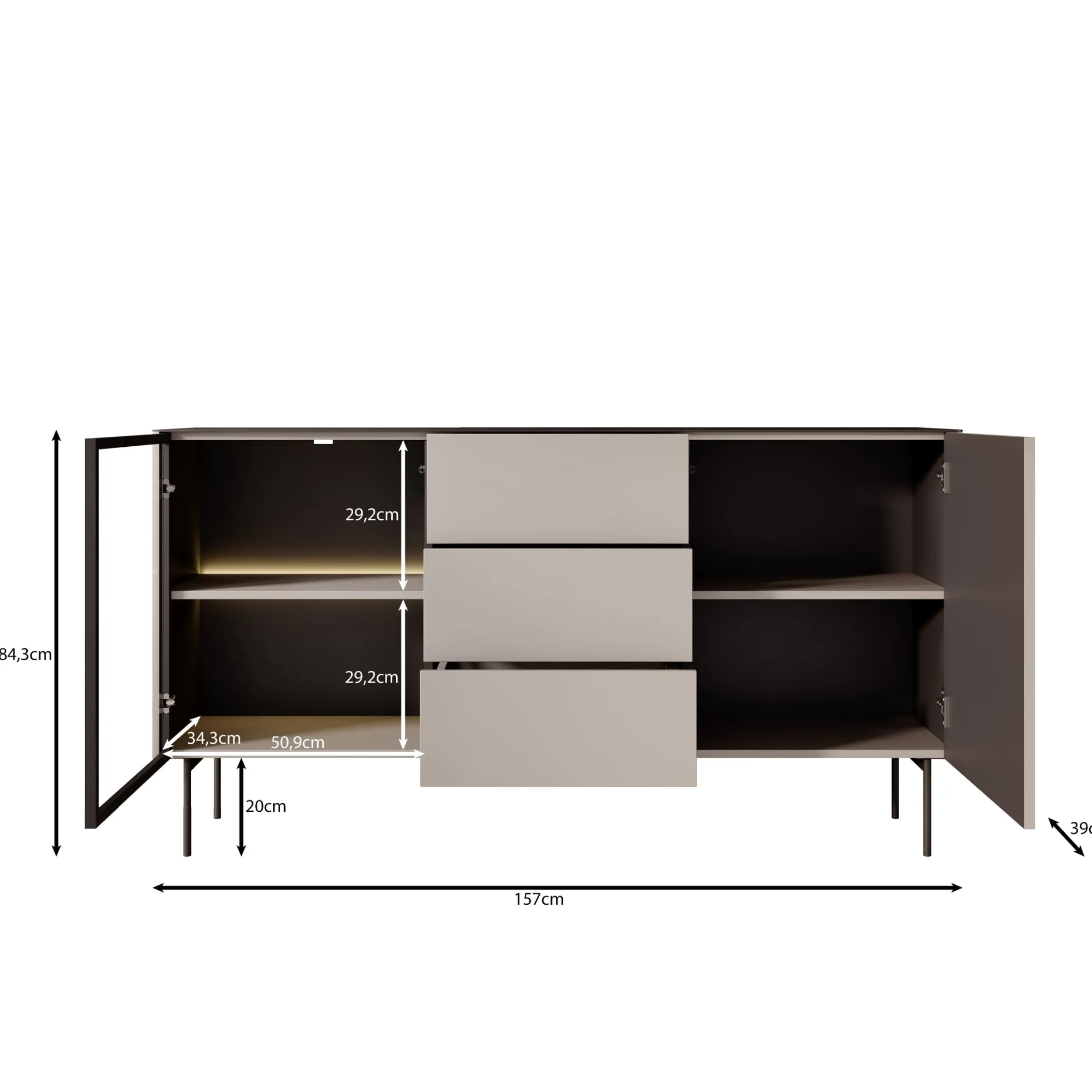 Okari - Dressoir - Eikenpatroon - 157x39x84 cm