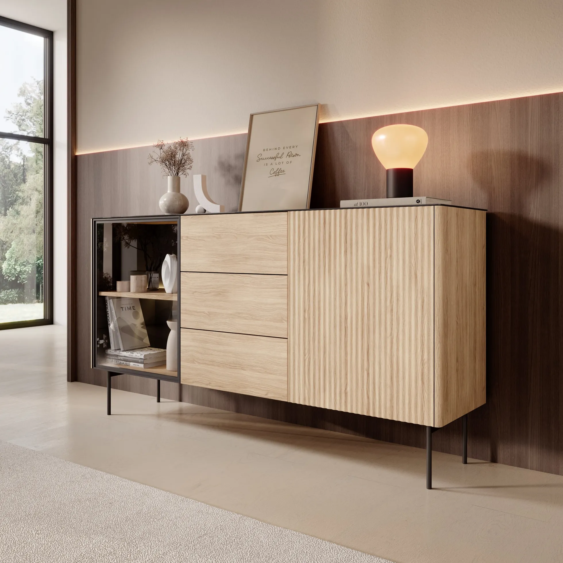 Okari - Dressoir - Eikenpatroon - 157x39x84 cm