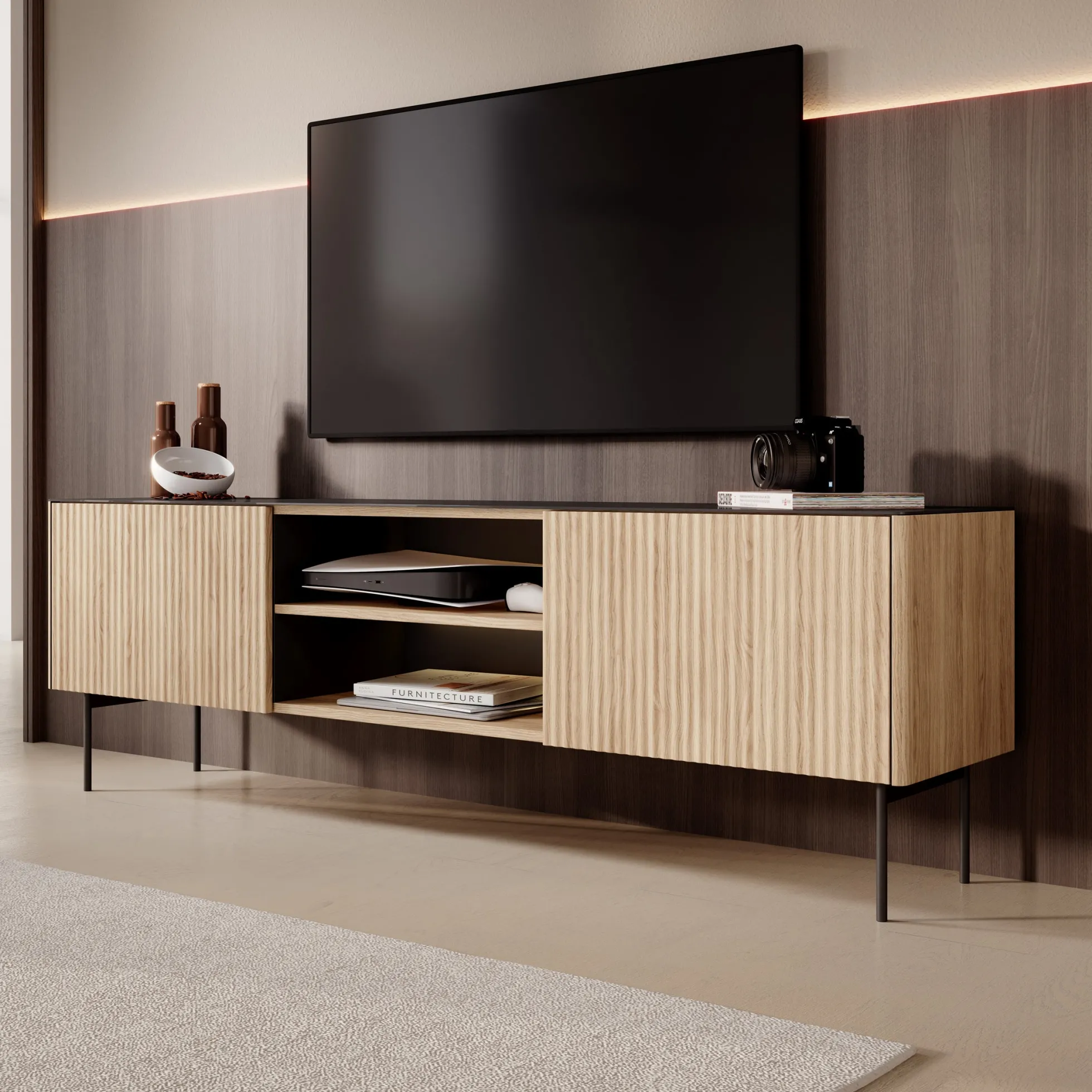 Okari - TV-Meubel - Eikenpatroon - 180x39x57 cm