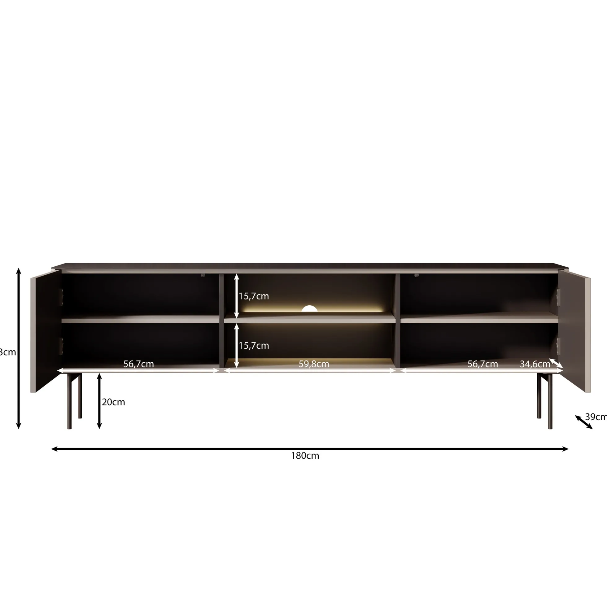 Okari - TV-Meubel - Eikenpatroon - 180x39x57 cm