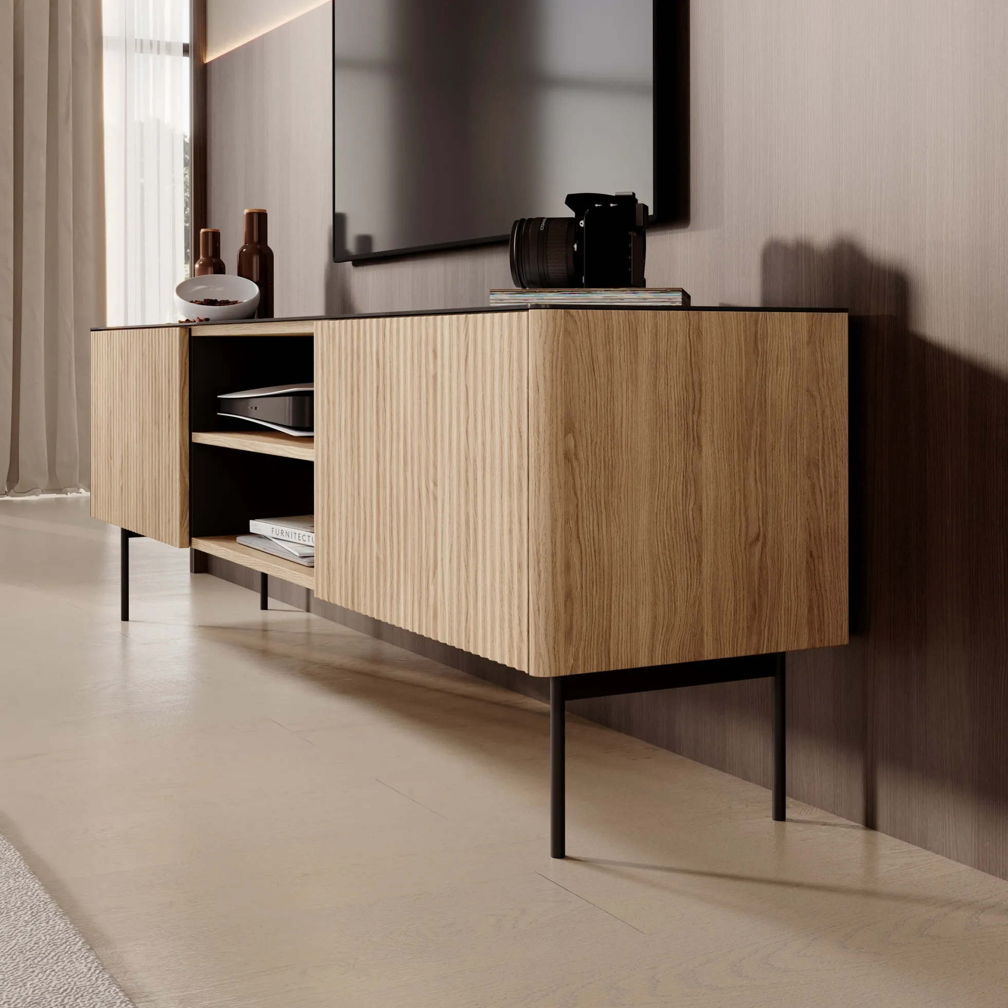 Okari - TV-Meubel - Eikenpatroon - 180x39x57 cm
