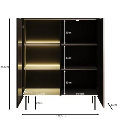 Okari - Vitrinekast - Beige - 107x39x127 cm