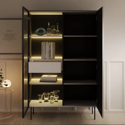 Okari - Vitrinekast - Beige - 107x39x167 cm