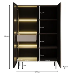 Okari - Vitrinekast - Beige - 107x39x167 cm