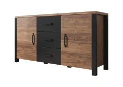 Olivia - Dressoir - Zwart/eiken - 147x43x79 cm