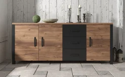 Olivia - Dressoir - Zwart/eiken - 192x43x79 cm