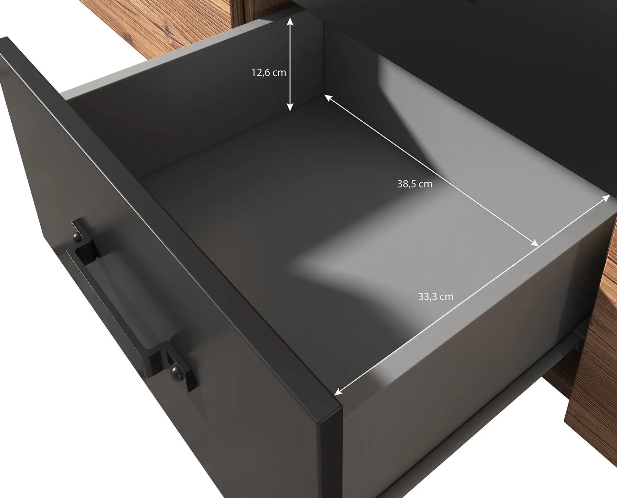 Olivia - Dressoir - Zwart/eiken - 192x43x79 cm