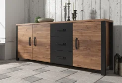Olivia - Dressoir - Zwart/eiken - 192x43x79 cm