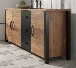 Olivia - Dressoir - Zwart/eiken - 192x43x79 cm