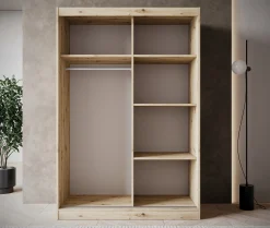 Olly - Kledingkast met schuifdeuren - Eiken - 139x61x205 cm