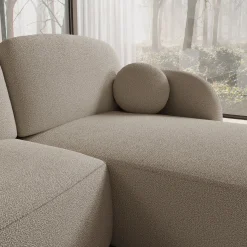 Ometa - Hoekbank 3-zits met slaapfunctie - Teddystof beige