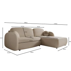 Ometa - Hoekbank 3-zits met slaapfunctie - Teddystof beige