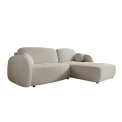 Ometa - Hoekbank 3-zits met slaapfunctie - Teddystof wit