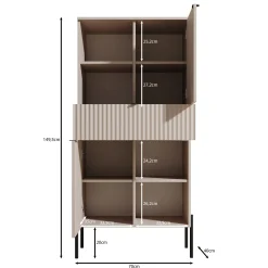 Oriya - Boekenkast - Beige - 70x40x150 cm