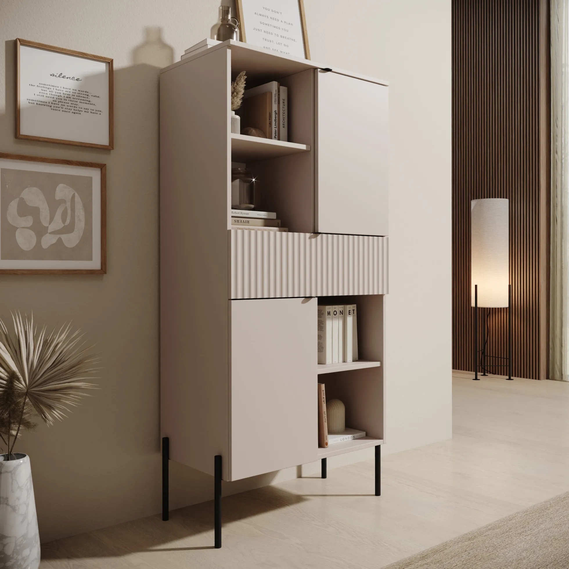 Oriya - Boekenkast - Beige - 70x40x150 cm