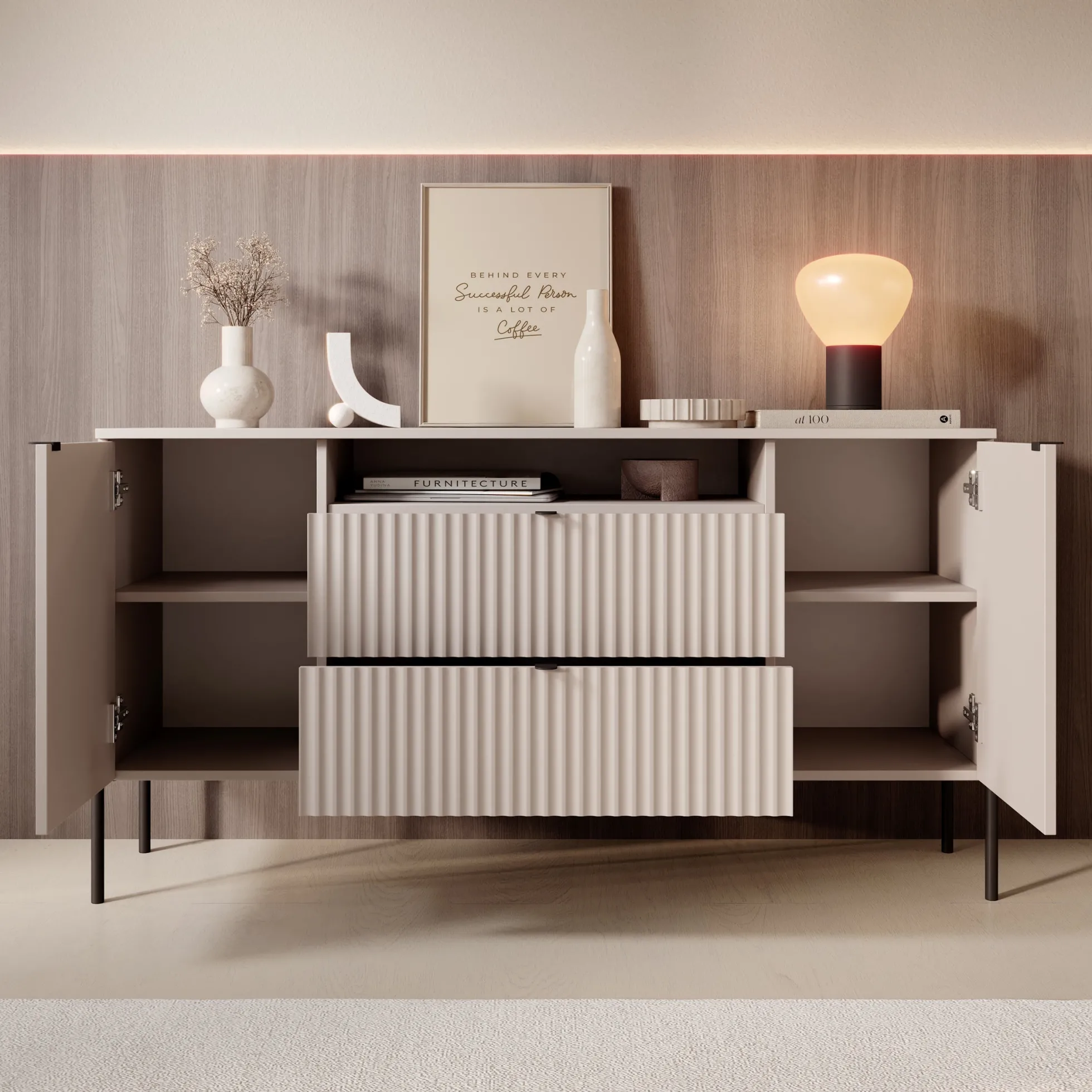 Oriya - Dressoir - Beige - 140x40x75 cm