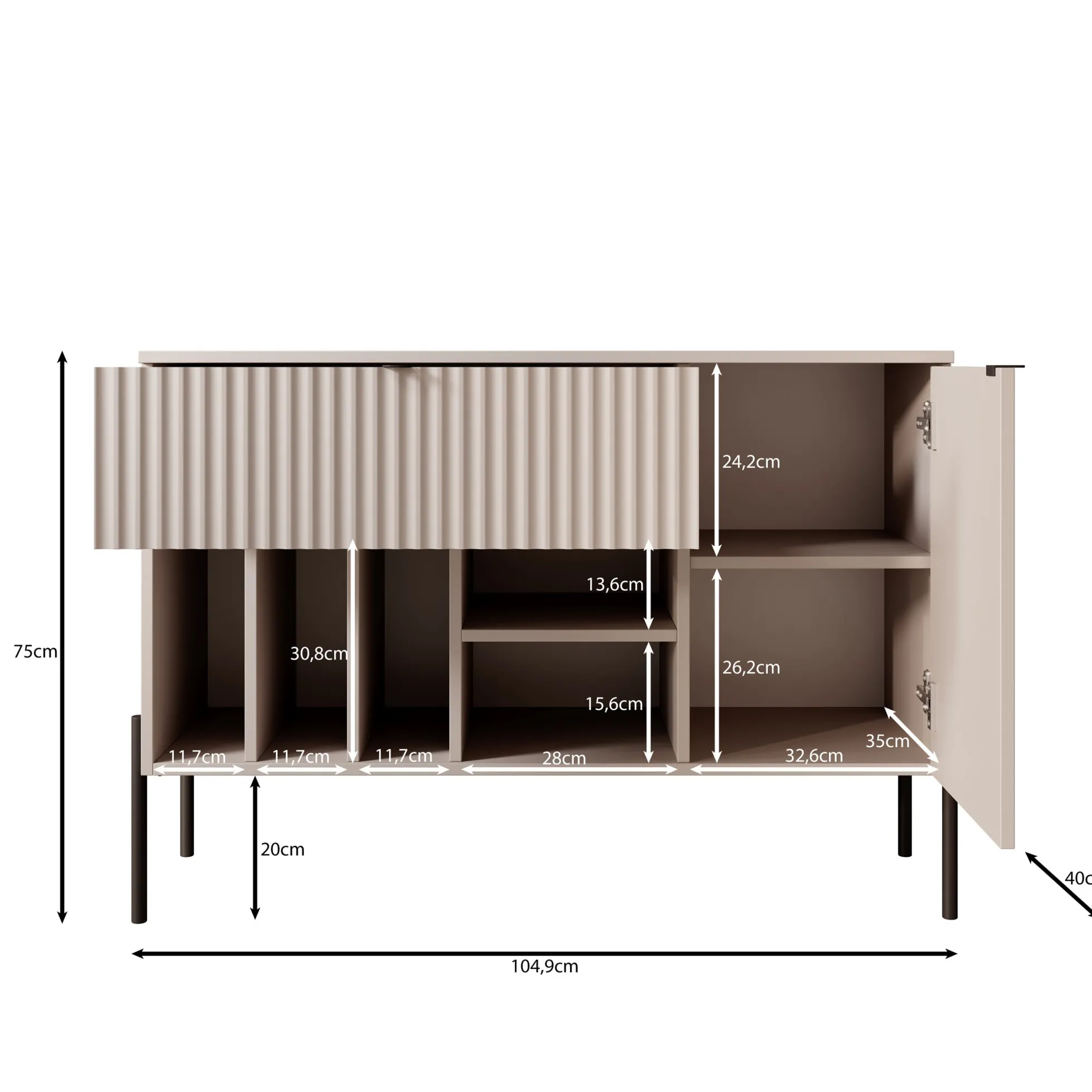 Oriya - Dressoir - Beige - 105x40x75 cm