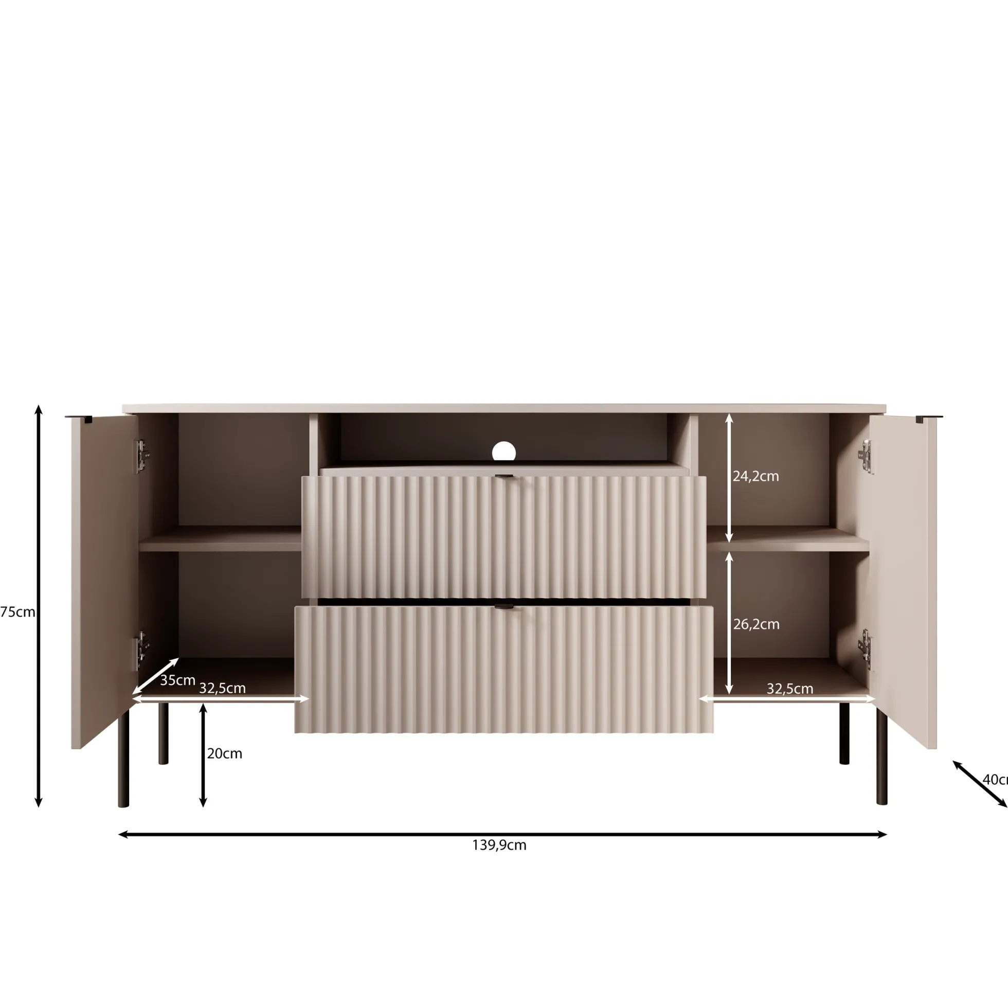 Oriya - Dressoir - Eikenpatroon - 140x40x75 cm