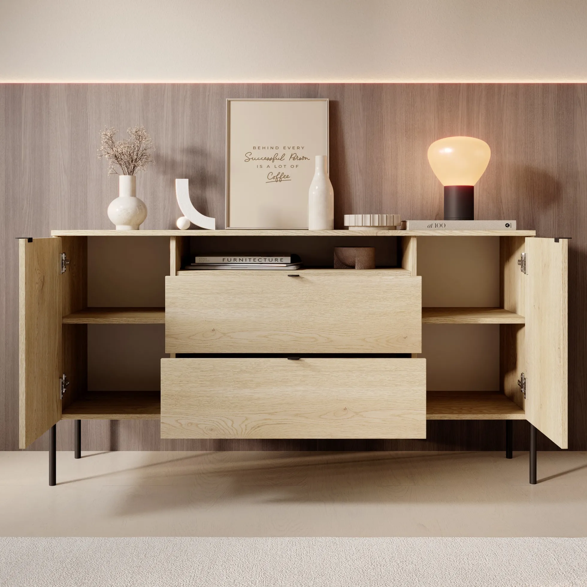 Oriya - Dressoir - Eikenpatroon - 140x40x75 cm