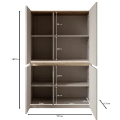 Orlano - Dressoir - Beige - 95x42x147 cm