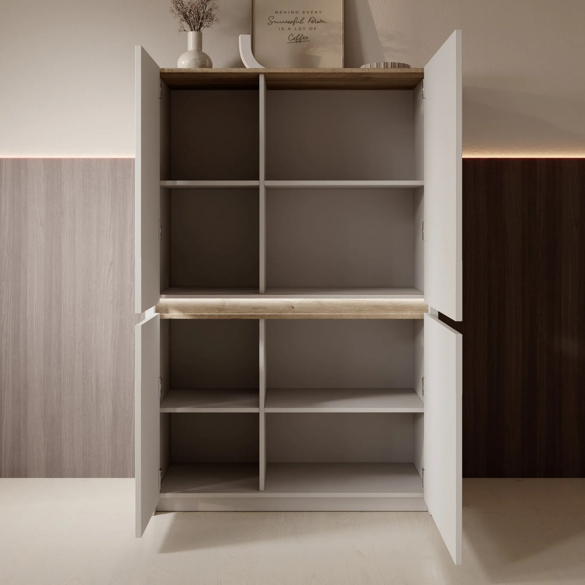 Orlano - Dressoir - Beige - 95x42x147 cm