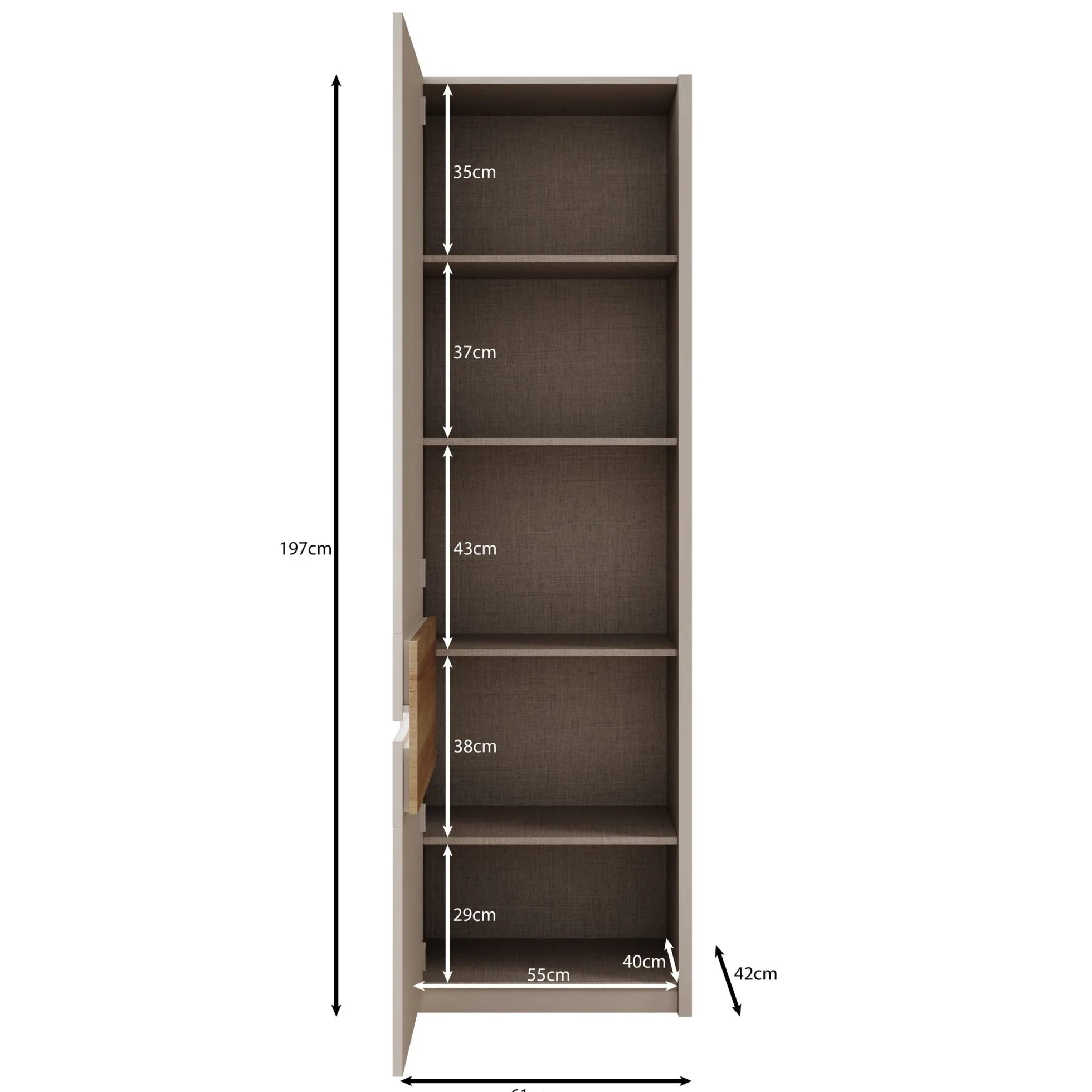 Orlano - Kledingkast - Beige - 61x42x197 cm