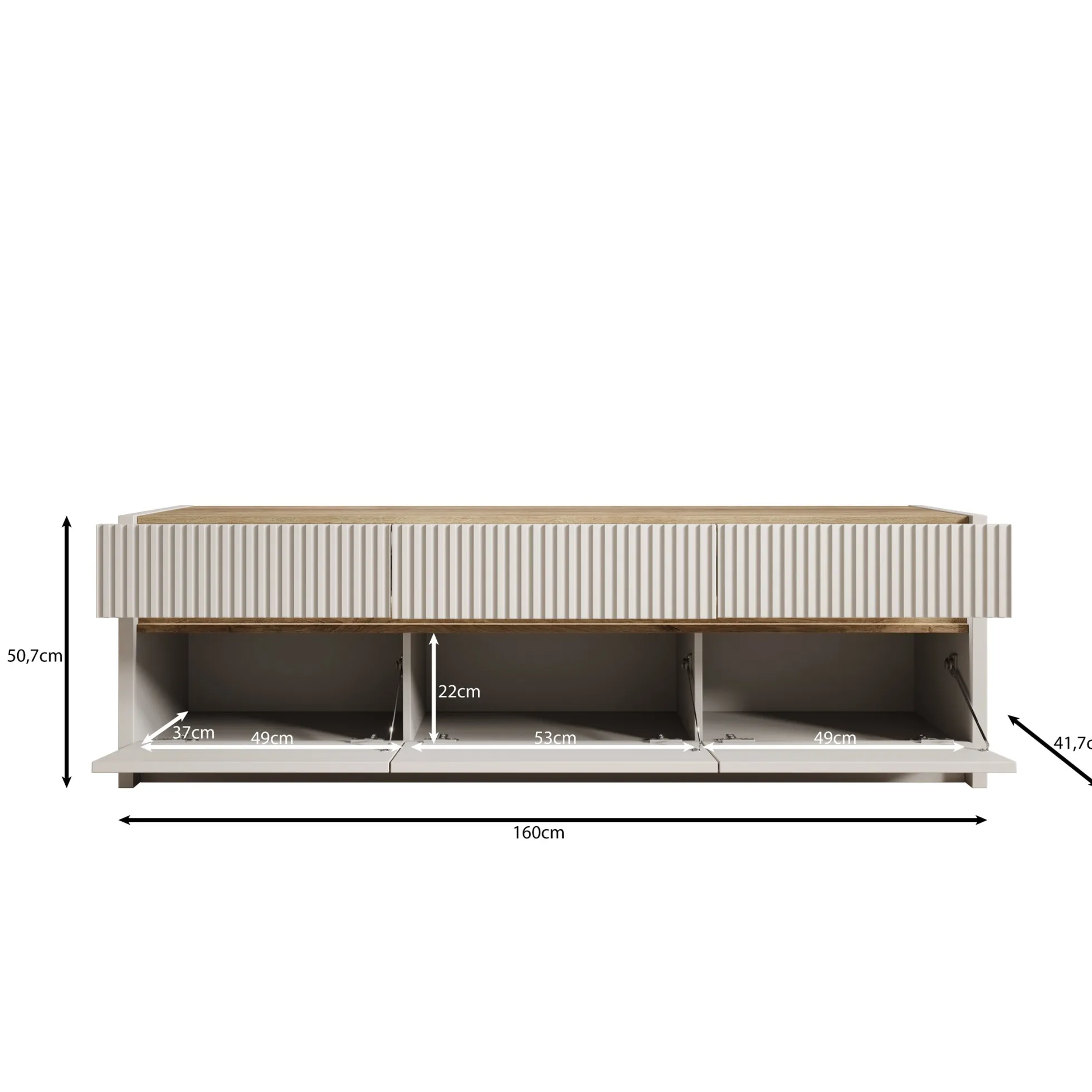Orlano - TV-Meubel - Beige - 160x42x51 cm