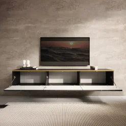 Orleans - TV-Meubel - Zwart marmerlook - 175x32x30 cm