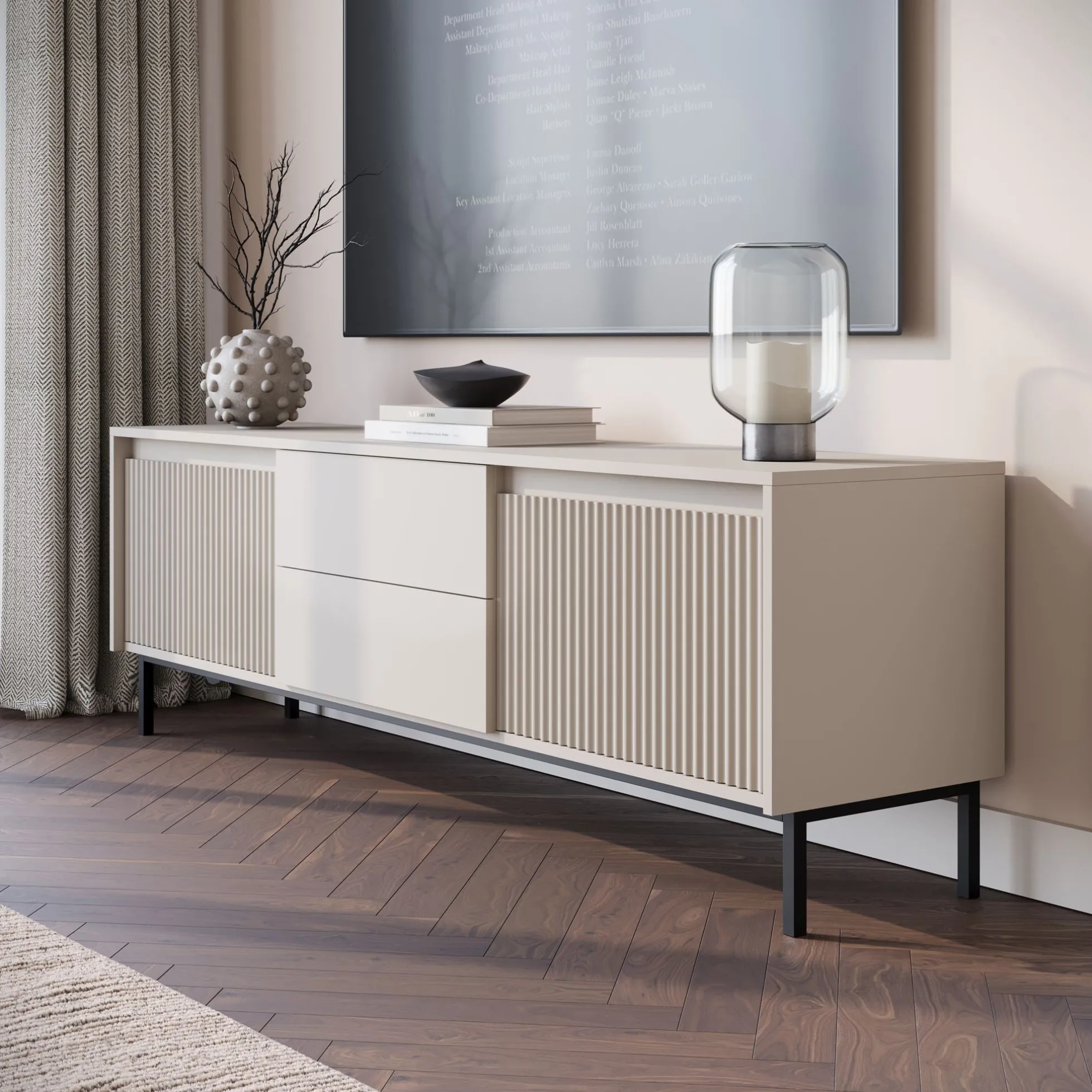 Orvana 2 - TV-Meubel met 2 deuren - Beige - 174x40x60 cm