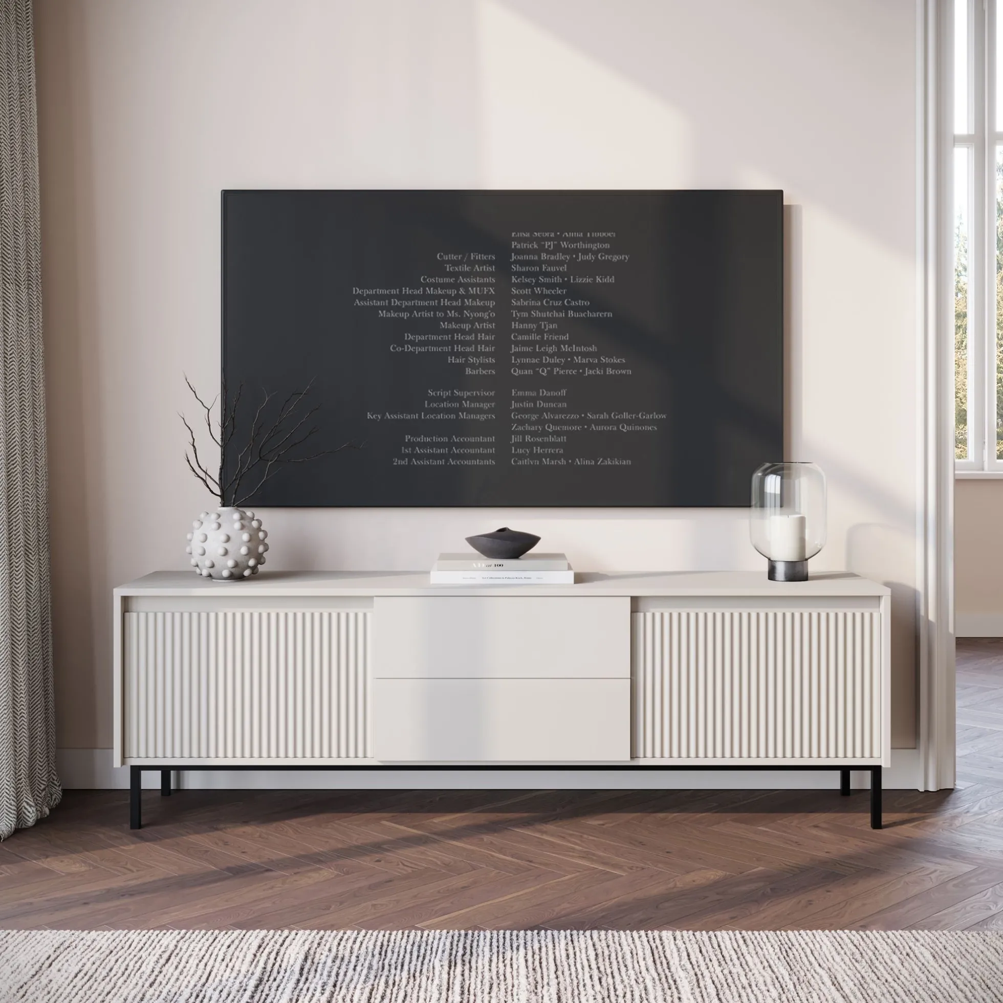 Orvana 2 - TV-Meubel met 2 deuren - Beige - 174x40x60 cm