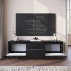 Orvana 2 - TV-Meubel met 2 deuren - Zwart - 174x40x60 cm