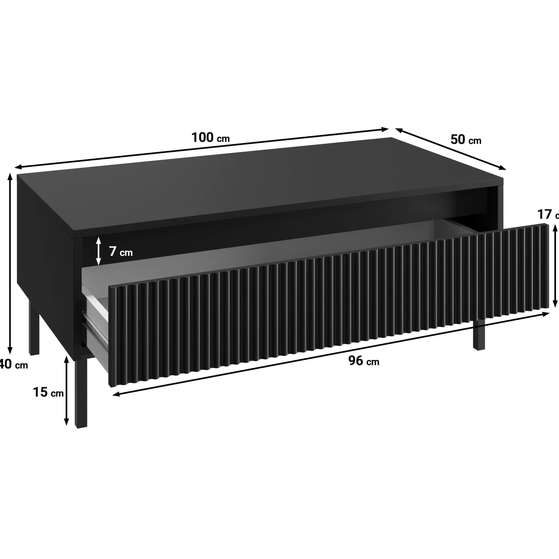 Orvana - Salontafel met lade - Zwart