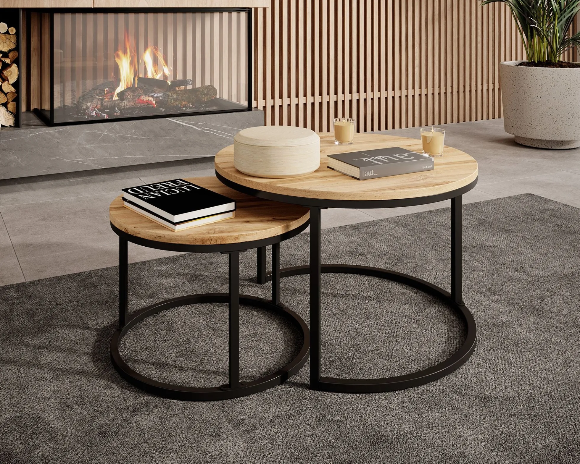 Ovalo - Salontafel set van 2 - Eiken