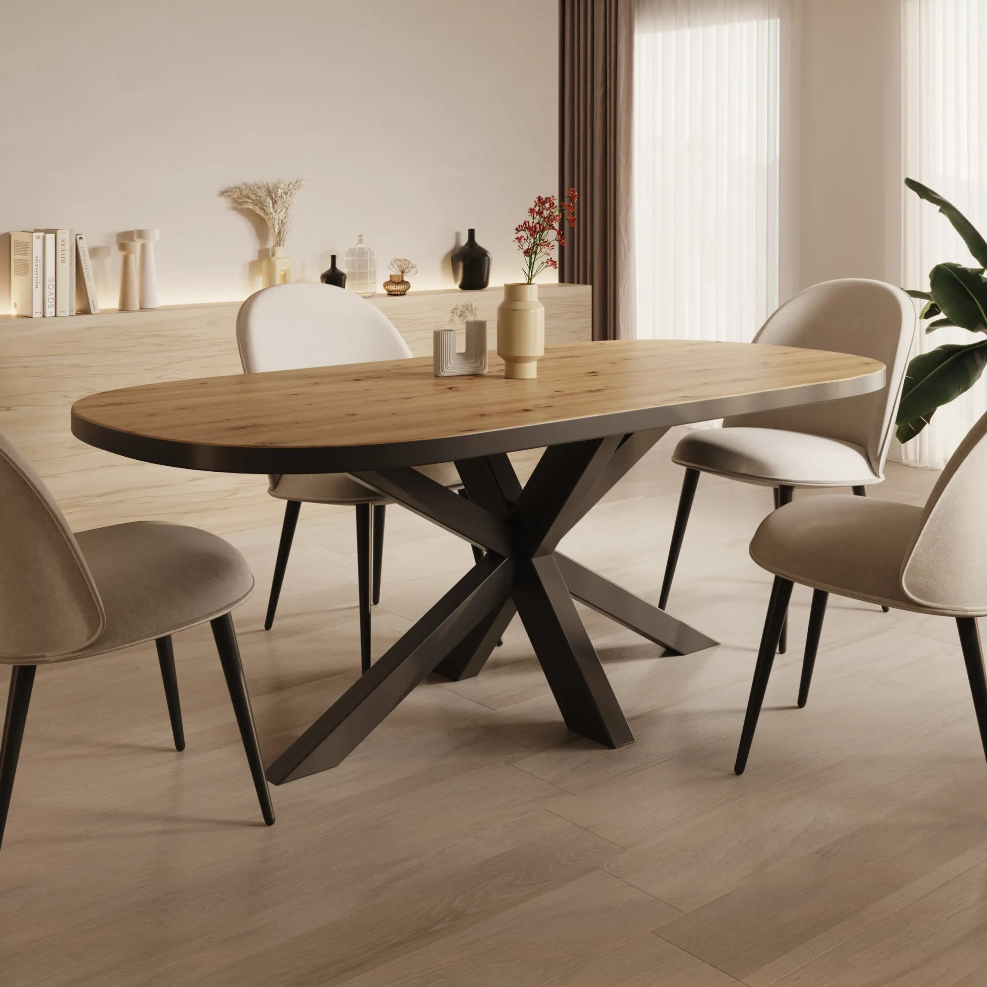 Ovelis - Eetkamertafel - Eikenpatroon - 209x100x77 cm