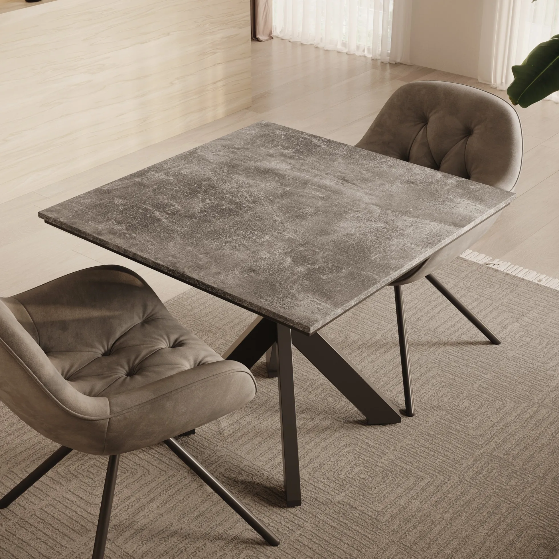 Pacey - Eetkamertafel - Betonlook - 90x90x74 cm
