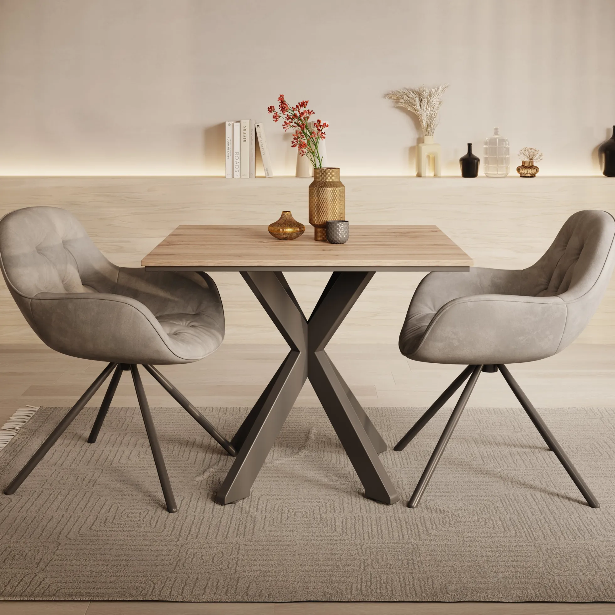 Pacey - Eetkamertafel - Eiken - 90x90x74 cm