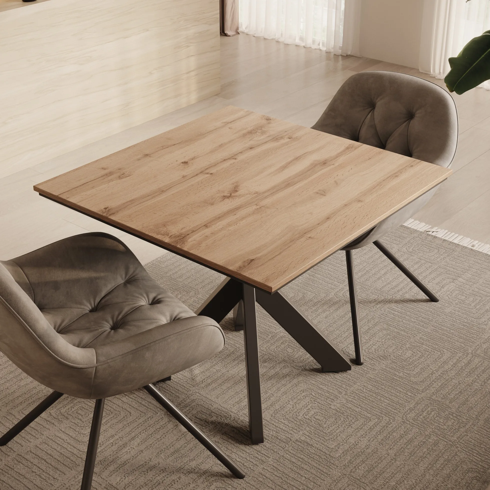 Pacey - Eetkamertafel - Eiken - 90x90x74 cm