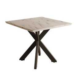 Pacey - Eetkamertafel - Wit marmerlook - 90x90x74 cm