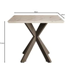 Pacey - Eetkamertafel - Wit marmerlook - 90x90x74 cm