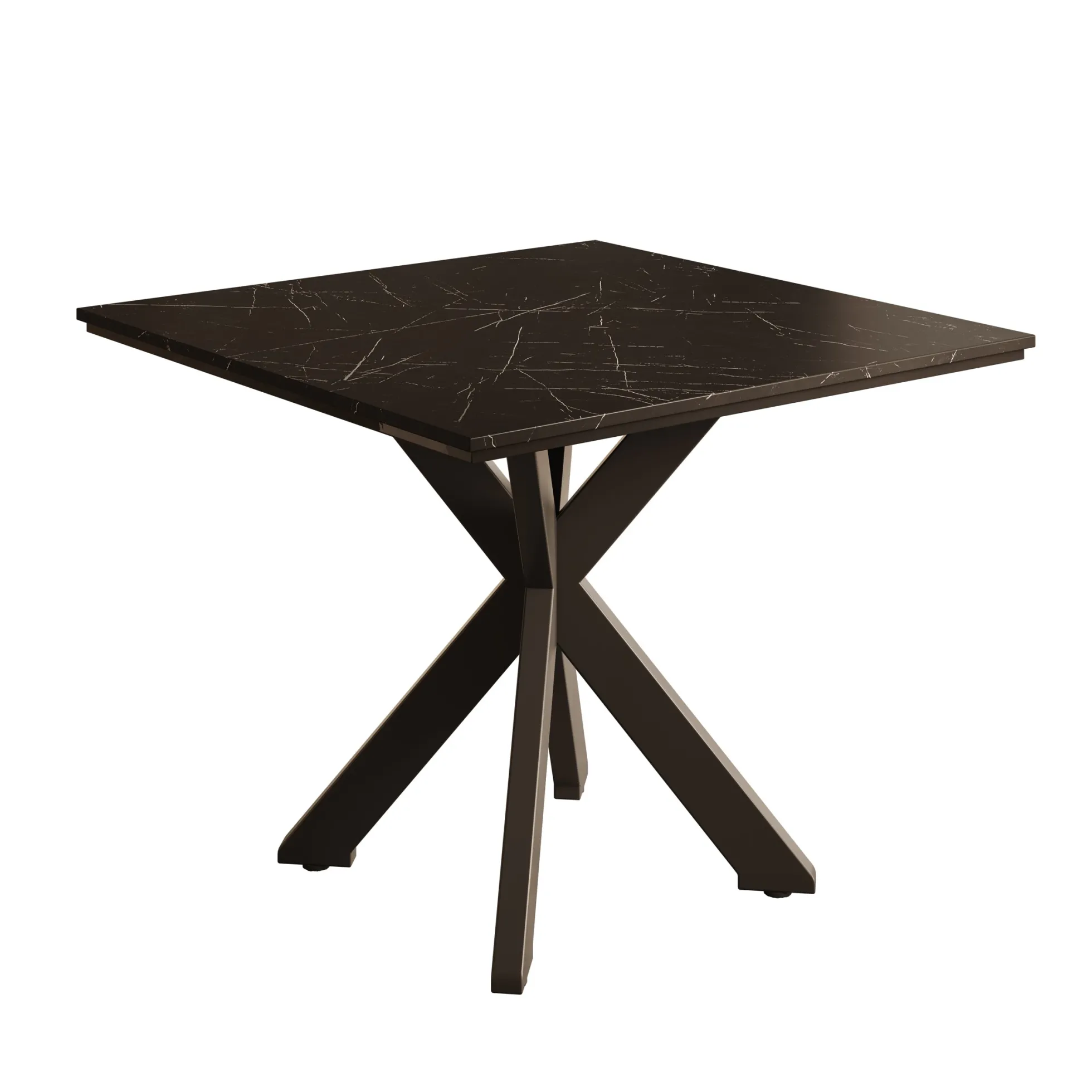 Pacey - Eetkamertafel - Zwart marmerlook - 90x90x74 cm