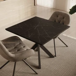 Pacey - Eetkamertafel - Zwart marmerlook - 90x90x74 cm