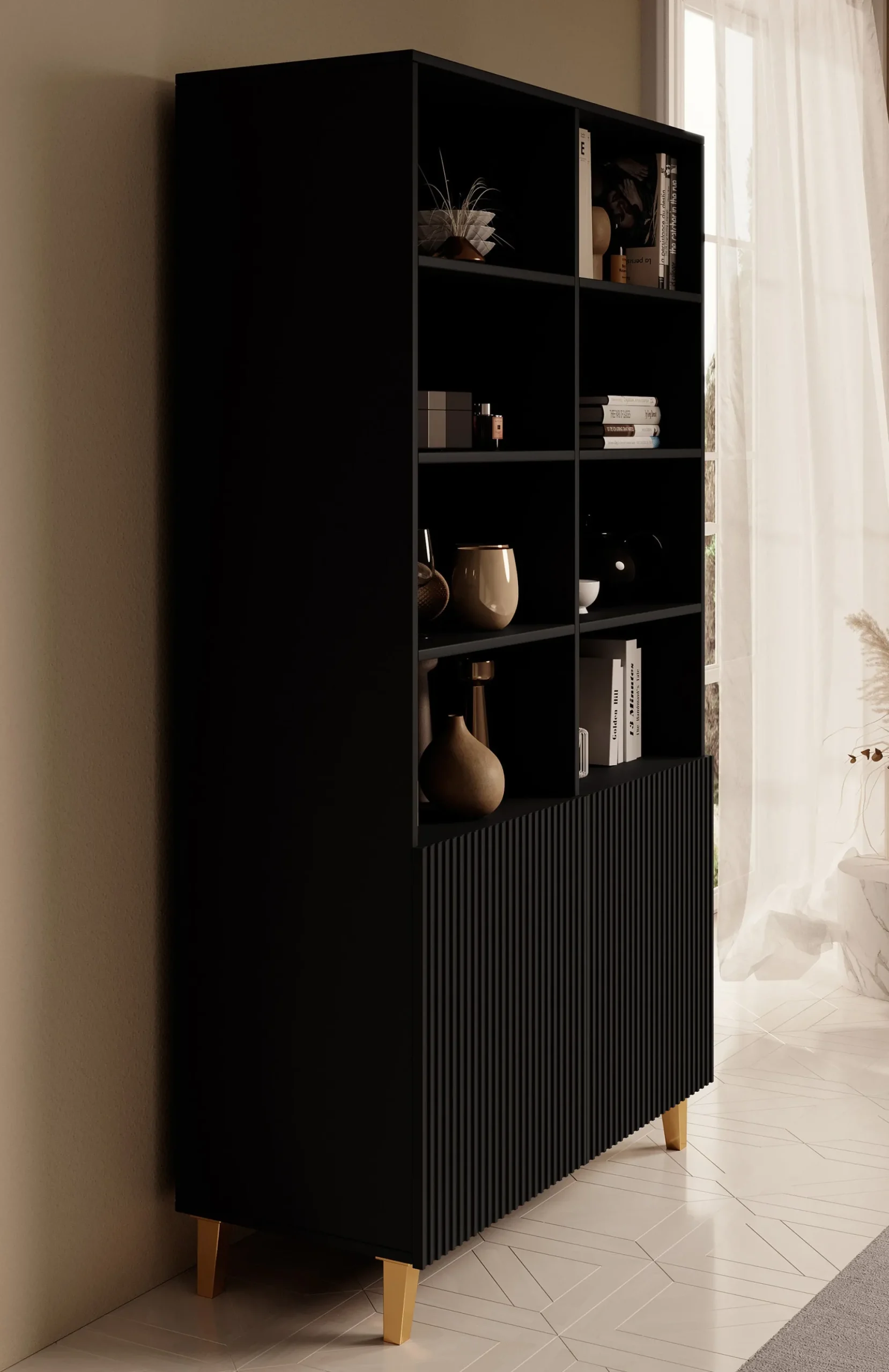 Palamos - Boekenkast - Mat zwart - 100x40x177 cm
