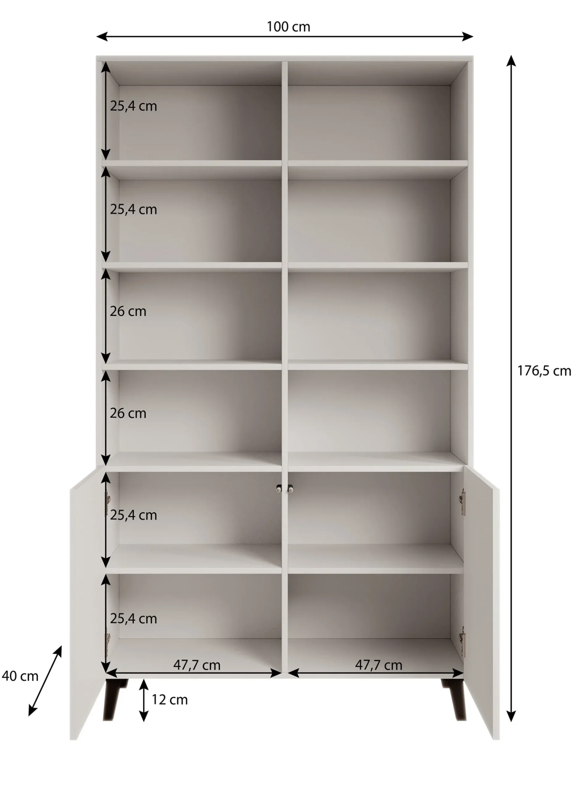 Palamos - Boekenkast - Mat zwart - 100x40x177 cm