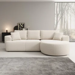 Palladio - Hoekbank 3-zits met chaise longue - Stof beige - Rechts