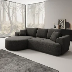 Palladio - Hoekbank 3-zits met chaise longue - Stof zwart - Links