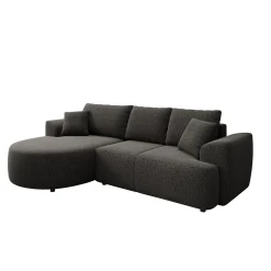 Palladio - Hoekbank 3-zits met chaise longue - Stof zwart - Links