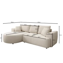 Palladio - Hoekbank 3-zits met chaise longue - Stof beige - Links